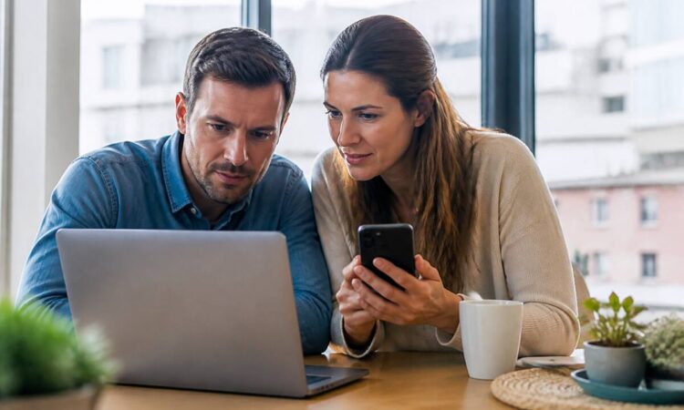 Vakanties vergelijken aan een laptop aan een eettafel